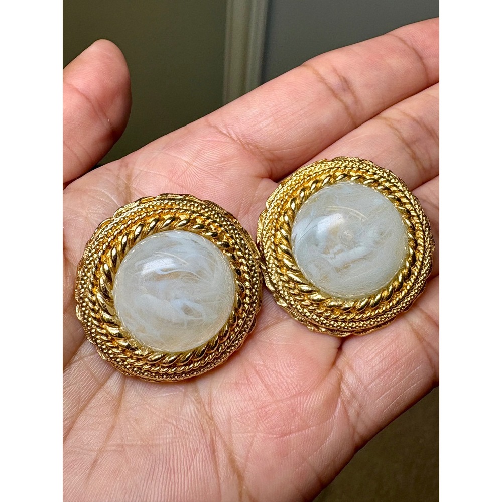 Vintage 80's Large Clip On Maximalist Earrings Statement Jewelry